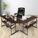 L-Shaped Computer Desk Drafting Table Workstation w/ Tiltable Tabletop HW66803