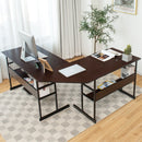 L-Shaped Computer Desk Drafting Table Workstation w/ Tiltable Tabletop HW66803