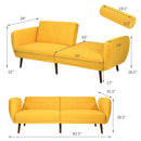 Convertible Futon Sofa Bed Adjustable Couch Sleeper w/ Wood Legs HW66380