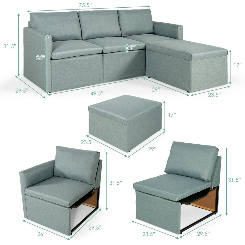 Convertible Sectional Sofa L-Shaped Couch w/Reversible Chaise HW67558