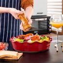 Pie Dish,No-Stick Stoneware Quiche Pan, Baking Plate w/ Crinkle Rim