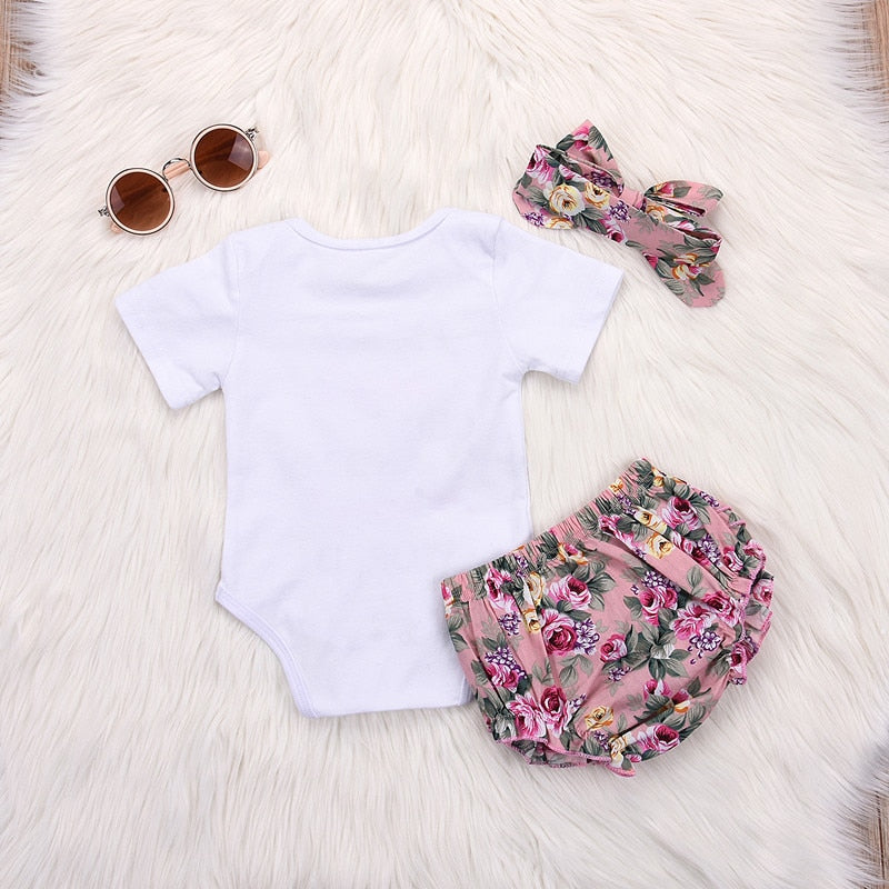 Newborn baby girl clothes  baby girl clothing sets 2019 summer floral baby girl romper with lace skirt bebes headbands