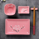 Japanese Style Pink Porcelain Sushi Set with Gift Box