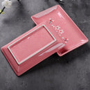 Japanese Style Pink Porcelain Sushi Set with Gift Box