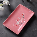 Japanese Style Pink Porcelain Sushi Set with Gift Box