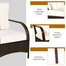 3 PCS Patio Rattan Furniture Set Coffee Table & 2 Rattan Chair with Cushions HW65850