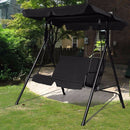 Loveseat Patio Canopy Swing Glider Hammock Cushioned Steel Frame Bench Outdoor Patio Swing Garden Furniture OP70493