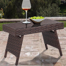 Folding PE Rattan Side Coffee Table Patio Garden Outdoor Furniture Brown NEW Home Furniture HW63889
