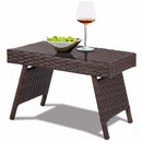 Folding PE Rattan Side Coffee Table Patio Garden Outdoor Furniture Brown NEW Home Furniture HW63889