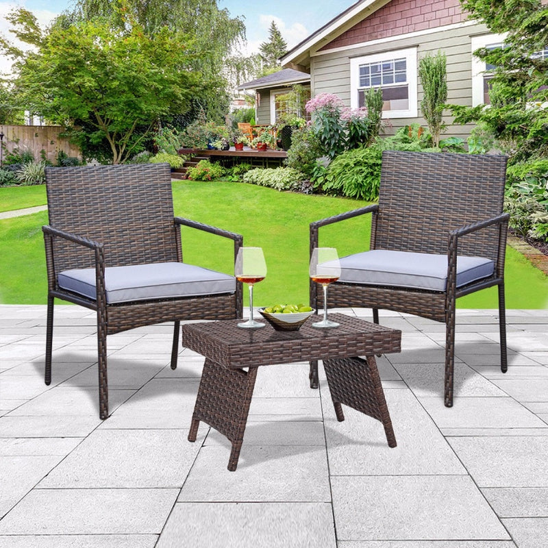 Folding PE Rattan Side Coffee Table Patio Garden Outdoor Furniture Brown NEW Home Furniture HW63889