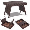 Folding PE Rattan Side Coffee Table Patio Garden Outdoor Furniture Brown NEW Home Furniture HW63889