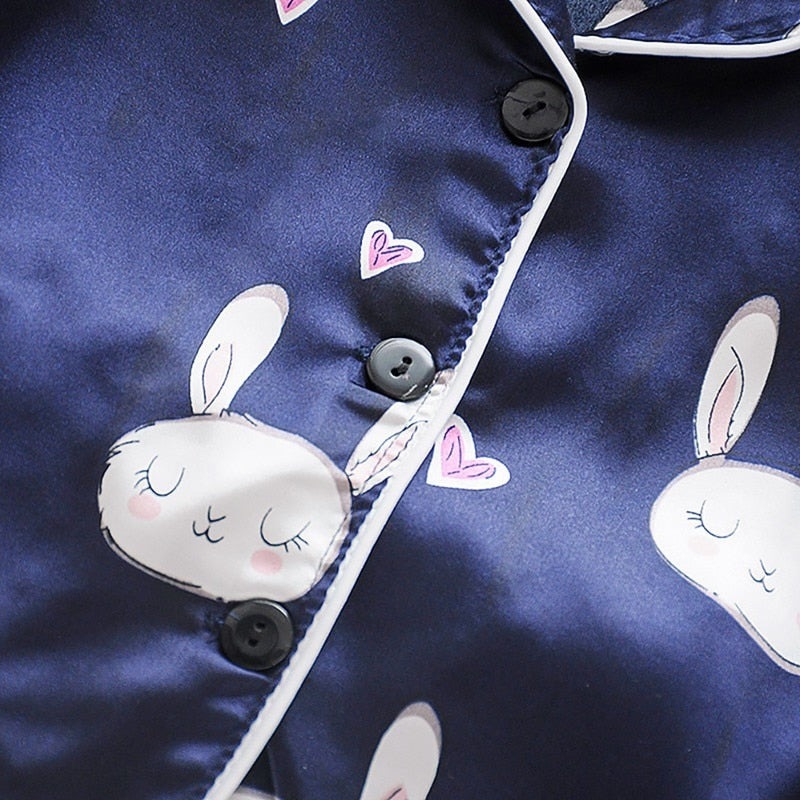 Baby Boys Girls Bunny Print Clothes Kids Short Sleeve Blouse Tops+Shorts Sleepwear Pajamas