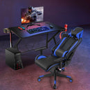 Gaming Desk&Massage Gaming Chair Set w/Headphone Hook&Game Storage HW65903+HW66290