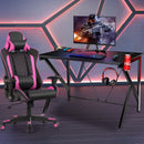 Gaming Desk&Massage Gaming Chair Set w/Headphone Hook&Game Storage HW65903+HW66290