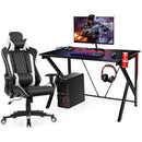 Gaming Desk&Massage Gaming Chair Set w/Headphone Hook&Game Storage HW65903+HW66290