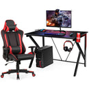 Gaming Desk&Massage Gaming Chair Set w/Headphone Hook&Game Storage HW65903+HW66290