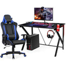Gaming Desk&Massage Gaming Chair Set w/Headphone Hook&Game Storage HW65903+HW66290