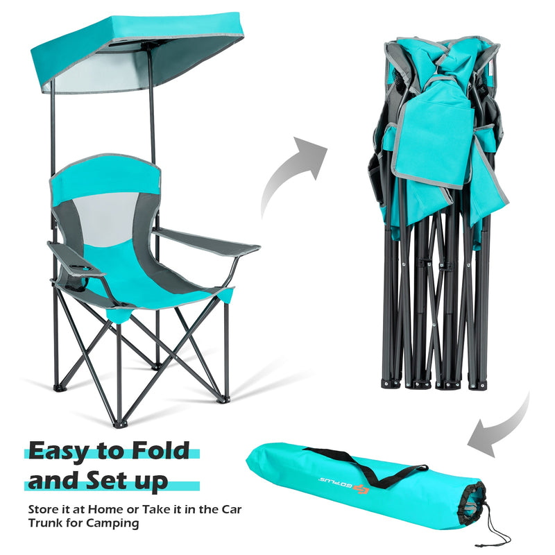 Portable Folding Camping Canopy Chair w/ Cup Holder Cooler Outdoor OP70570