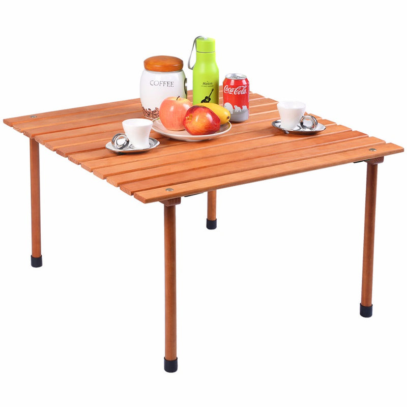 Folding Roll Up Table Portable Indoor Outdoor Picnic Party Dining Camp Tables Modern Wood Desk Home Furniture OP3558