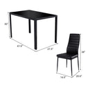 5 Piece Kitchen Dining Set Glass Metal Table and 4 Chairs Breakfast Furniture HW52382+