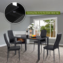 5 Piece Kitchen Dining Set Glass Metal Table and 4 Chairs Breakfast Furniture HW52382+