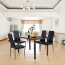 5 Piece Kitchen Dining Set Glass Metal Table and 4 Chairs Breakfast Furniture HW52382+