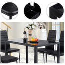 5 Piece Kitchen Dining Set Glass Metal Table and 4 Chairs Breakfast Furniture HW52382+