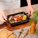 3-Piece Glaze Stoneware Oven Dish Plate Set Blue Rectangle Ceramic Oven Proof Dish
