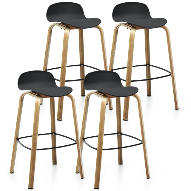 Costway Modern Set of 4 Barstools 30inch Pub Chairs w/Low Back&Metal Legs 2*HW67490