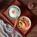 5-Piece 5-Colors 270ML Porcelain Flower Pattern Japanese Style Rice Bowl