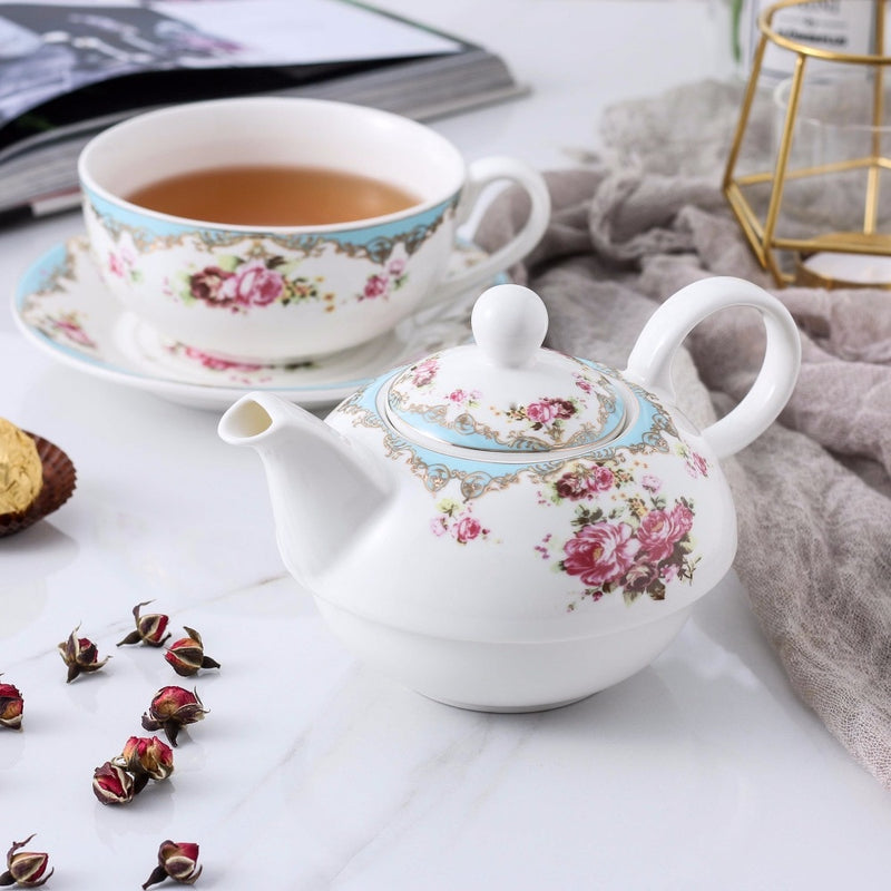 4-Piece Tea for one Set Portable  Porcelain China Ceramic Tea Sets