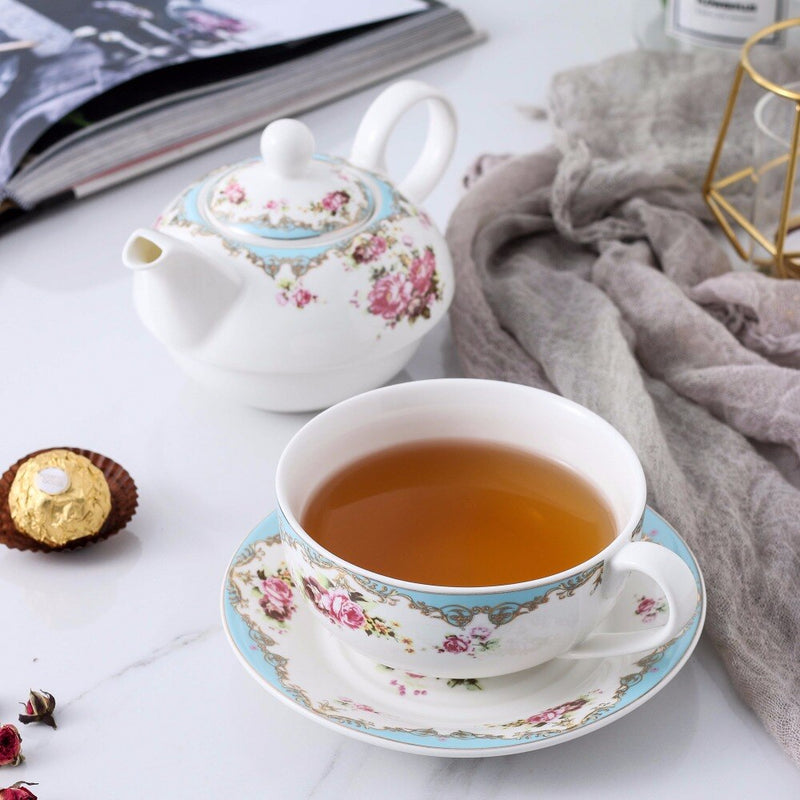 4-Piece Tea for one Set Portable  Porcelain China Ceramic Tea Sets