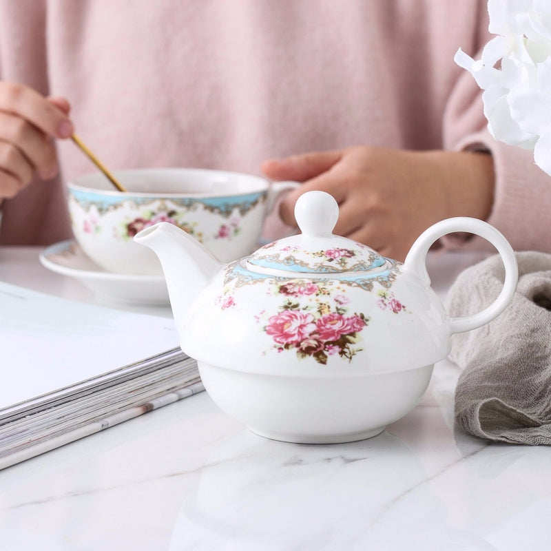 4-Piece Tea for one Set Portable  Porcelain China Ceramic Tea Sets