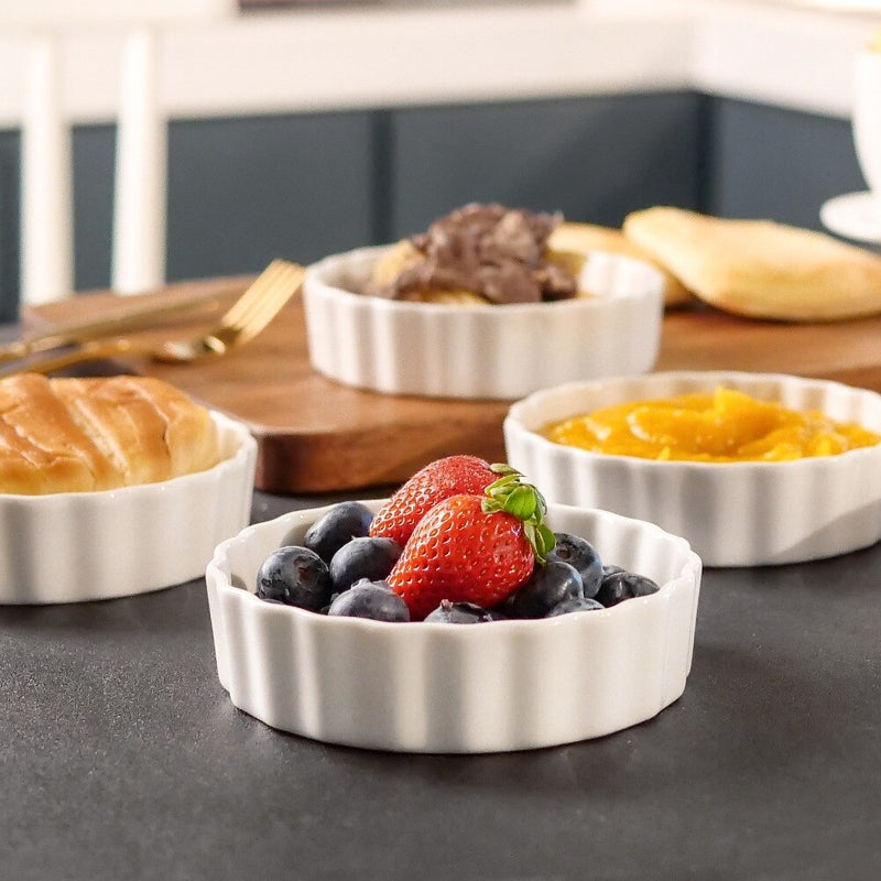 6/12-Piece 190ML White Porcelain Round  Pan Glaze Baking Dish