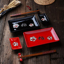 Japanese Style Plum Porcelain Sushi Plate Set with Gift Box