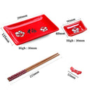 Japanese Style Plum Porcelain Sushi Plate Set with Gift Box