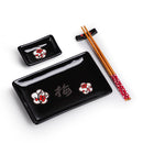 Japanese Style Plum Porcelain Sushi Plate Set with Gift Box