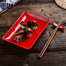 Japanese Style Plum Porcelain Sushi Plate Set with Gift Box
