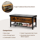 Shoe Bench Padded Bench with Storage Box and Shoe Shelf Rustic Brown HW66072
