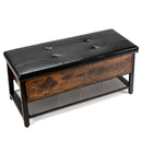 Shoe Bench Padded Bench with Storage Box and Shoe Shelf Rustic Brown HW66072