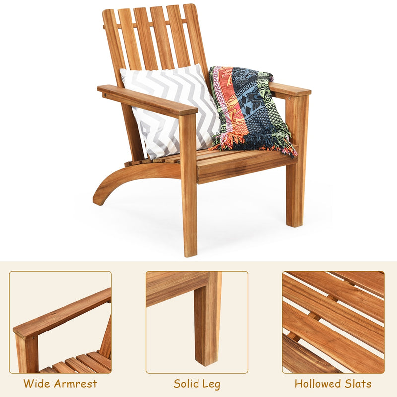 2PCS Acacia Wood Adirondack Chair Lounge Armchair Durable Outdoor Garden Yard 2*OP70602