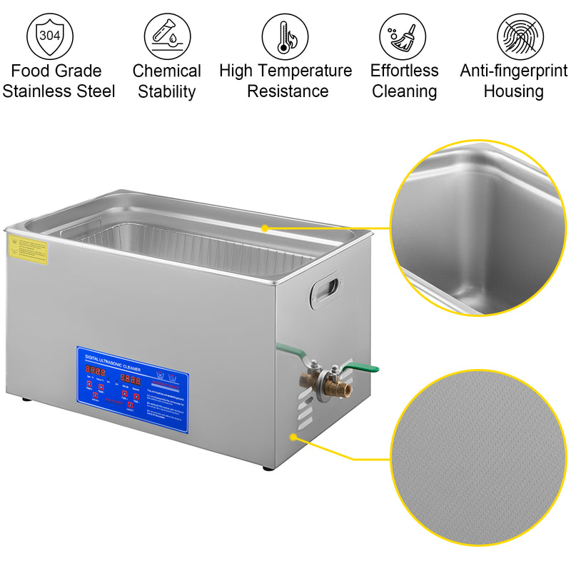30L Ultrasonic Cleaner with Heater Timer for Dental Sonic Cleaner Bath Glasses Jewelry Watch