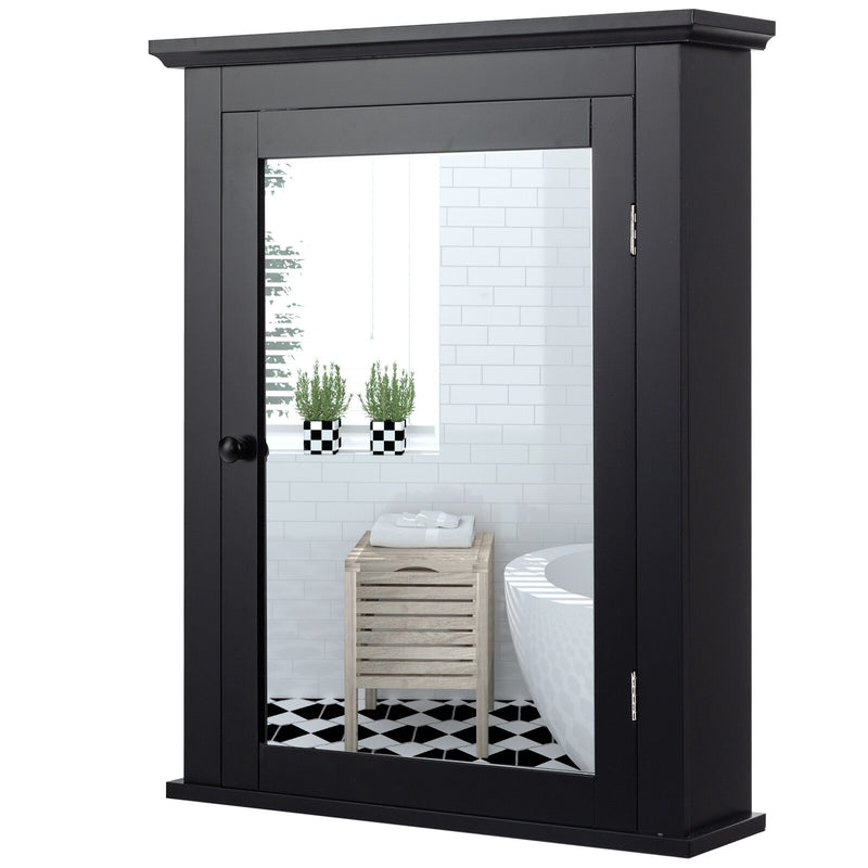 Bathroom Mirror Cabinet Wall Mounted Adjustable Shelf Medicine Black Gray Brown