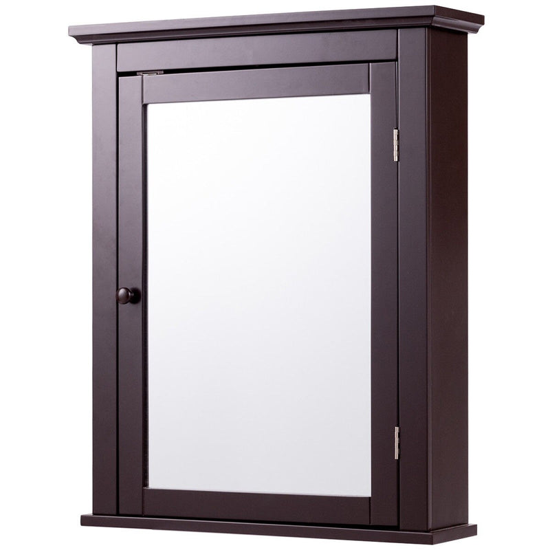 Bathroom Mirror Cabinet Wall Mounted Adjustable Shelf Medicine Black Gray Brown