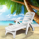 Adjustable Folding Patio Chaise Deck Chair Lounger 5 Position Recliner w/ Wheels