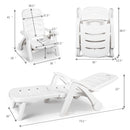 Adjustable Folding Patio Chaise Deck Chair Lounger 5 Position Recliner w/ Wheels