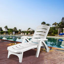 Adjustable Folding Patio Chaise Deck Chair Lounger 5 Position Recliner w/ Wheels