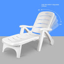 Adjustable Folding Patio Chaise Deck Chair Lounger 5 Position Recliner w/ Wheels