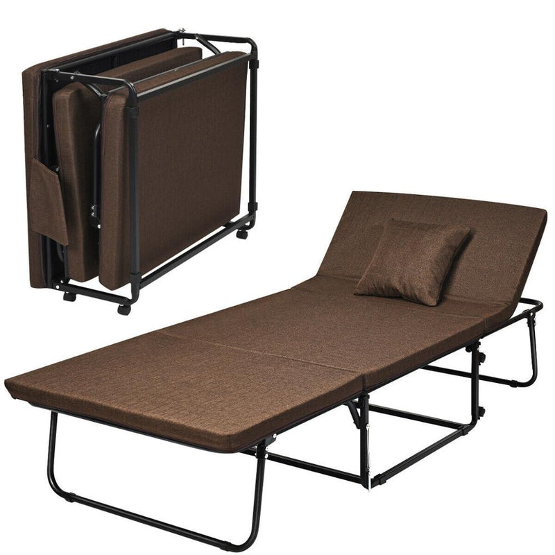 Folding Bed Guest Sleeper Bed Ottoman Lounge Chair w/6 Position Adjustment