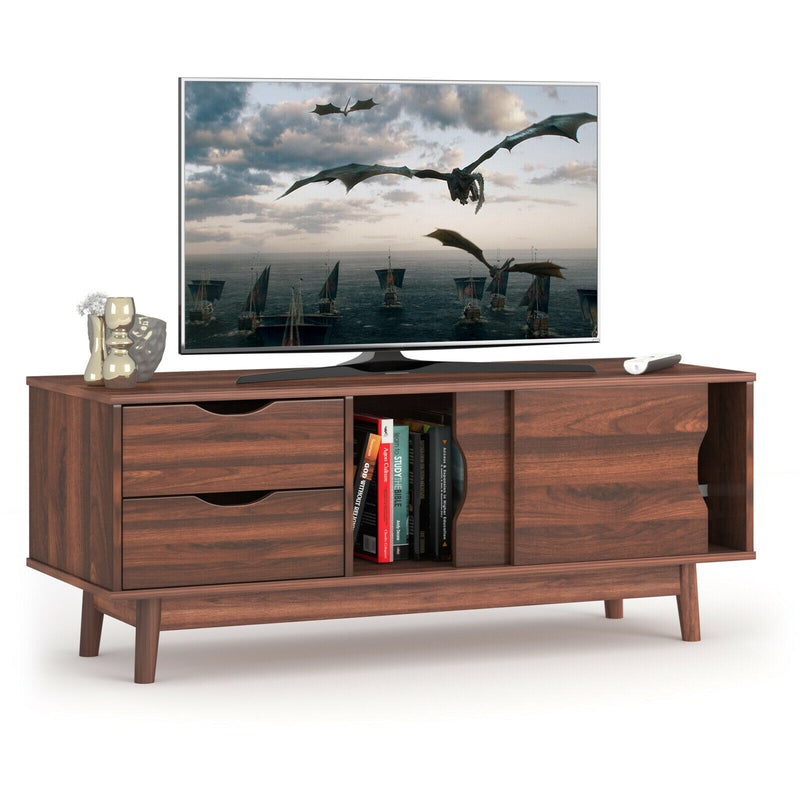 TV Stand for TV up to 60" Media Console Table Storage with Doors Oak/Walnut